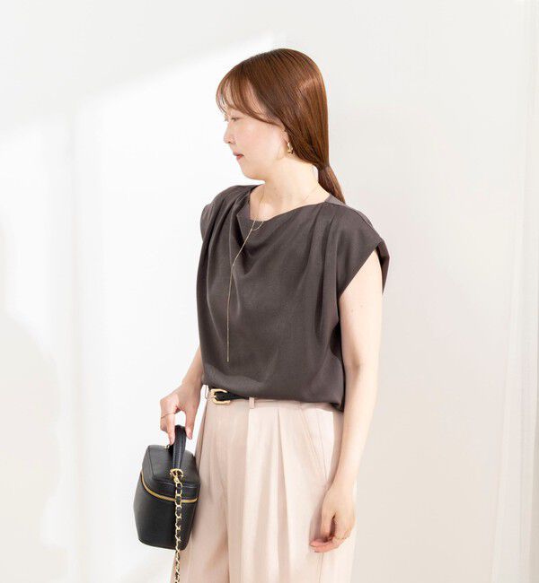 NOLLEY'S sophi「《セットアップ対応》ウォッシャブルピーチサテンフレンチブラウス」|シャツ・ブラウス|