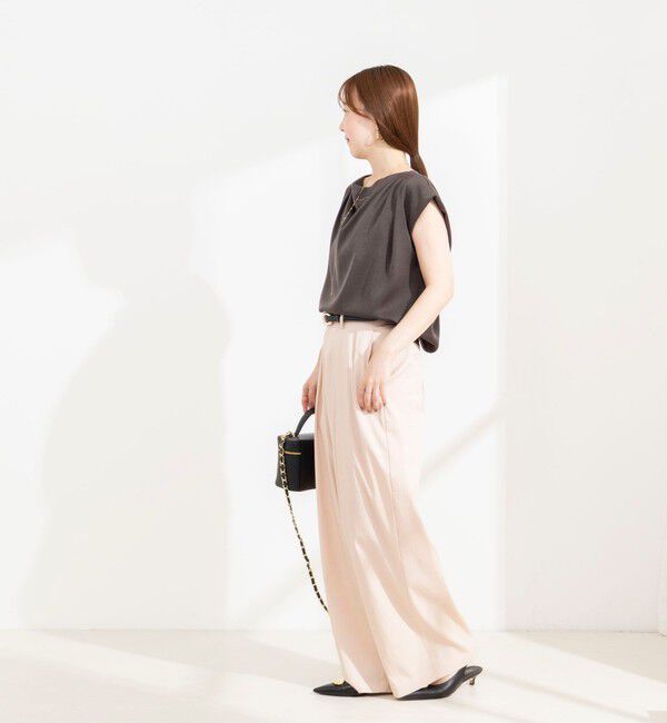 NOLLEY'S sophi「《セットアップ対応》ウォッシャブルピーチサテンフレンチブラウス」|シャツ・ブラウス|