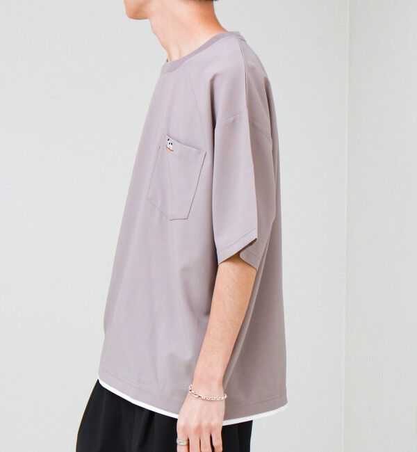 GLOSTER「【フレブル刺繍/セットアップ対応】カラミ織りTEE フェイクレイヤード」|Tシャツ・カットソー|