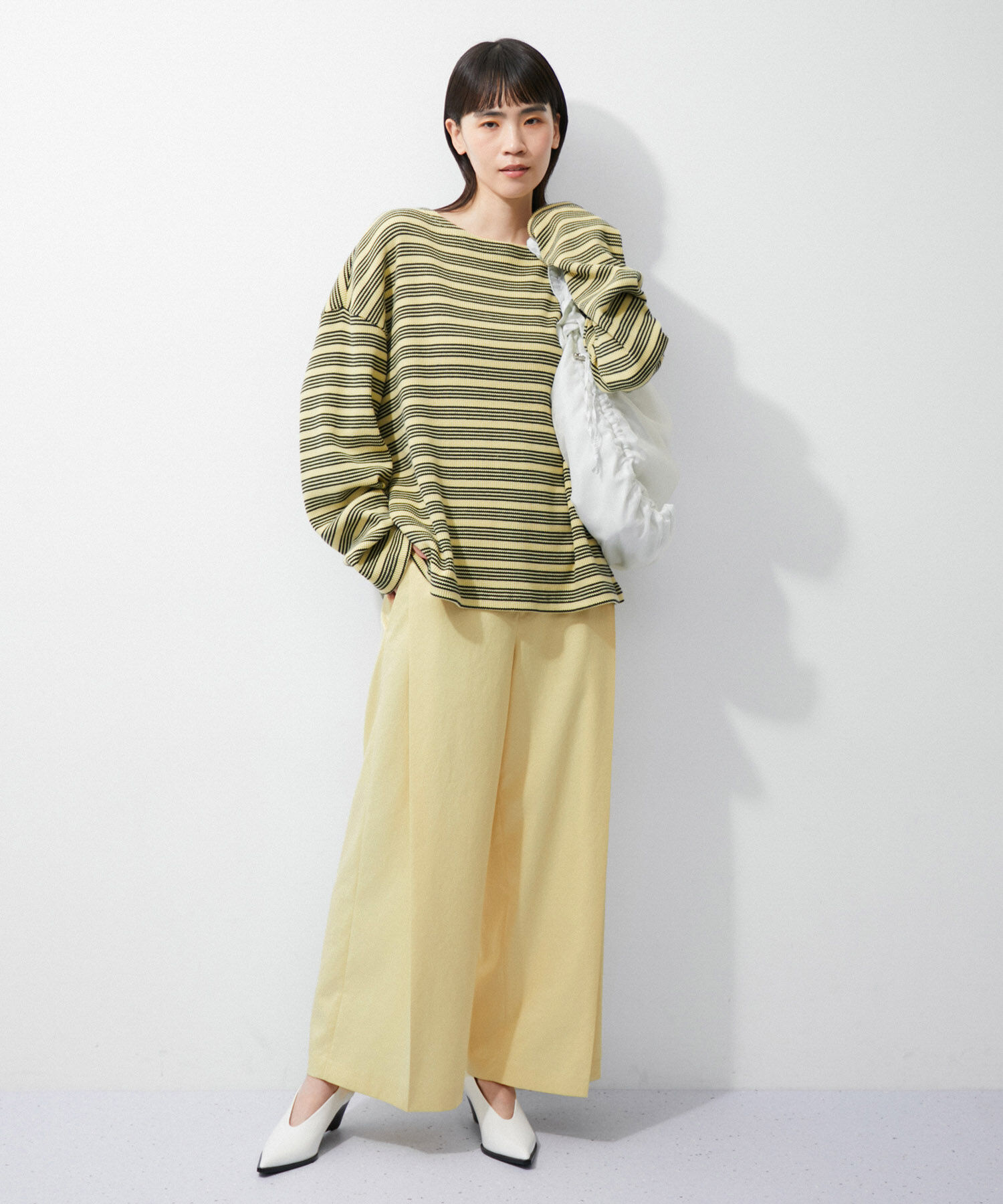 ADAM ET ROPE'「【環境配慮】ビンテージサテンサイドタックパンツ」|その他|