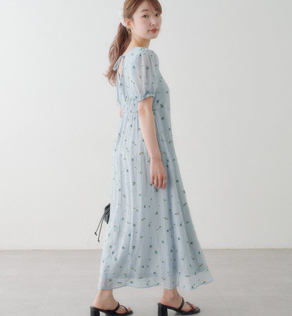  「【2サイズ展開/低身長サイズ】フラワーパフワンピース」|ワンピース|