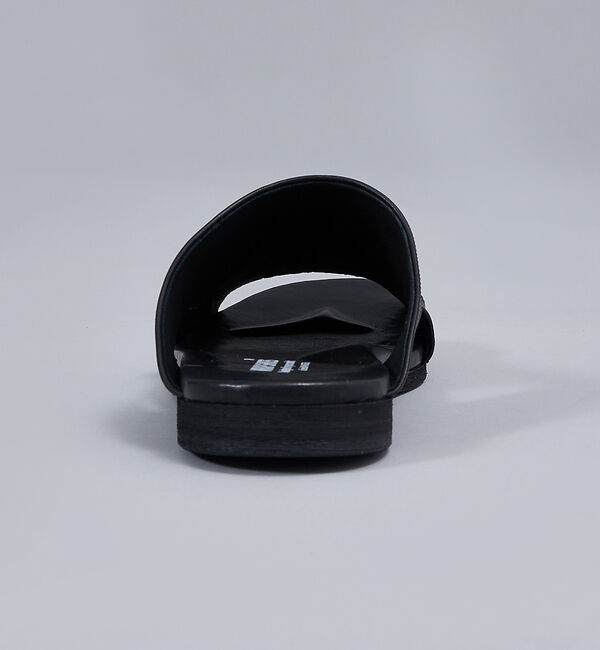 WRAP SHOES】レザーサイドキャビティ スライド サンダル