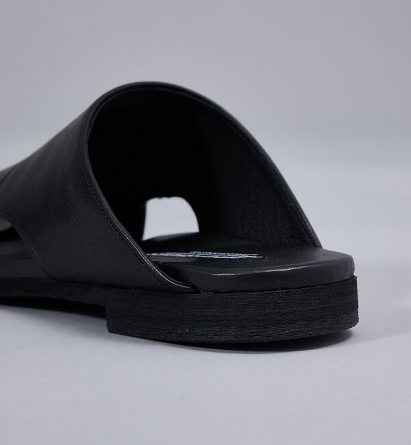WRAP SHOES】レザーサイドキャビティ スライド サンダル