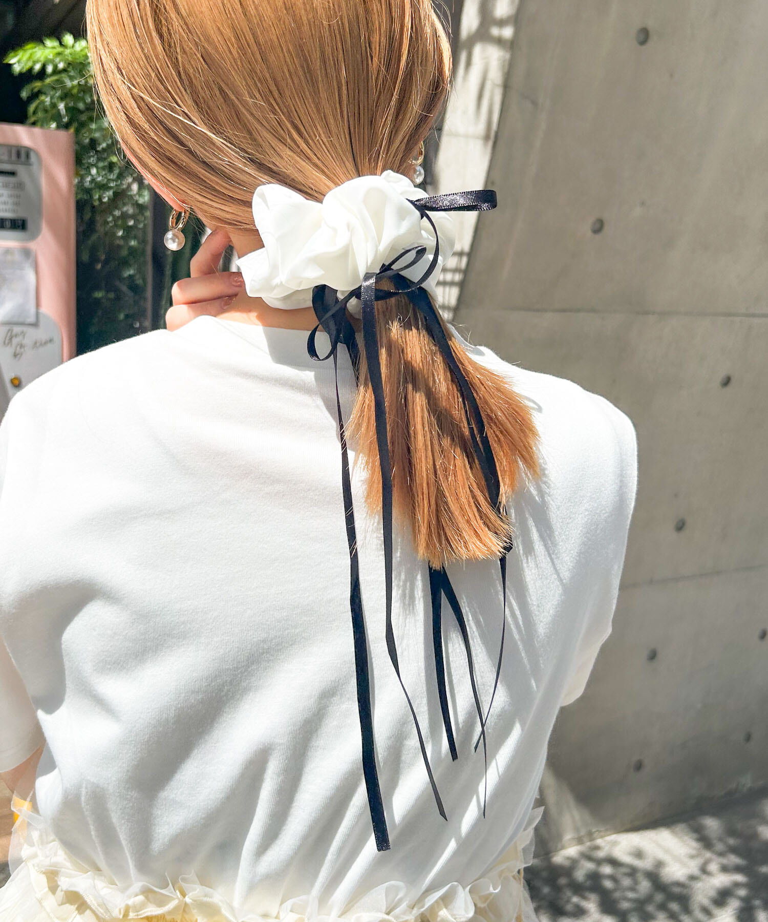 SMELLY「サテンリボンボリュームシュシュ」|ヘアゴム・シュシュ|