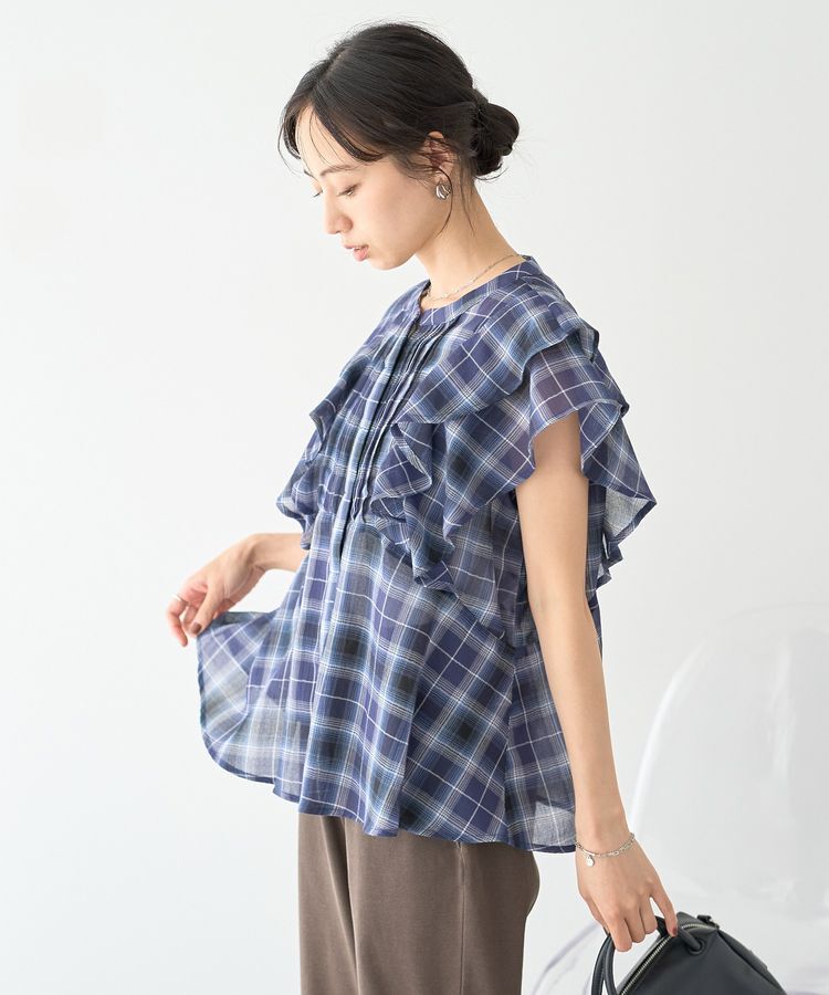 earth music&ecology「チェックラッフルブラウス」|シャツ・ブラウス|