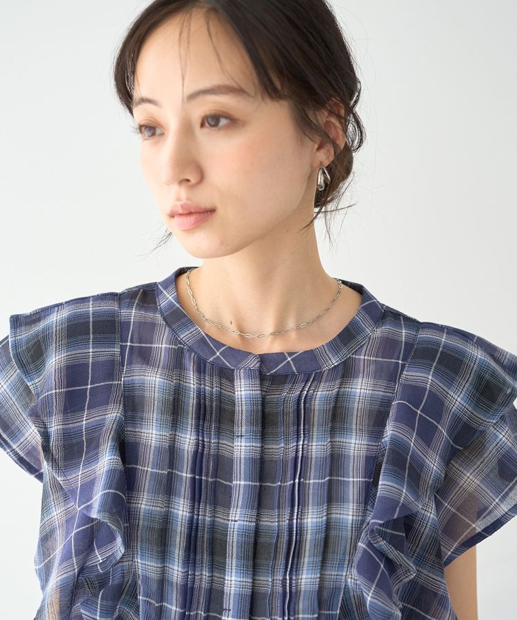 earth music&ecology「チェックラッフルブラウス」|シャツ・ブラウス|