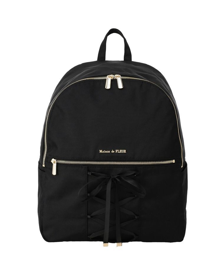 Maison de FLEUR「【撥水加工/19L】レースアップリボンリュック」|リュック|
