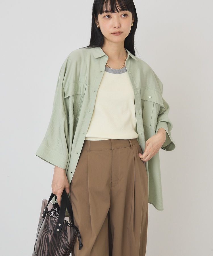 AMERICAN HOLIC「【WEB限定】接触冷感Wポケットシャツチュニック」|シャツ・ブラウス|Khaki
