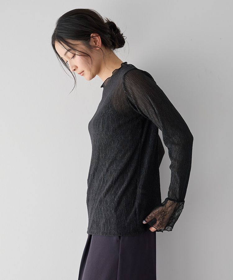 YECCA VECCA「袖レースシアートップス」|Tシャツ・カットソー|