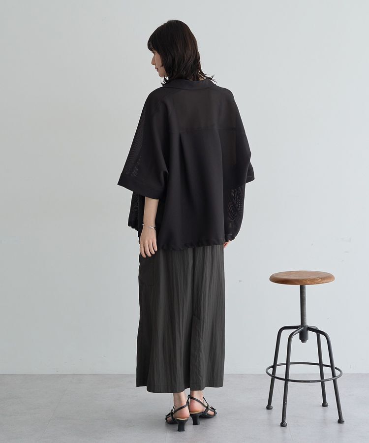 YECCA VECCA「裾ドロストメッシュシャツ」|シャツ・ブラウス|