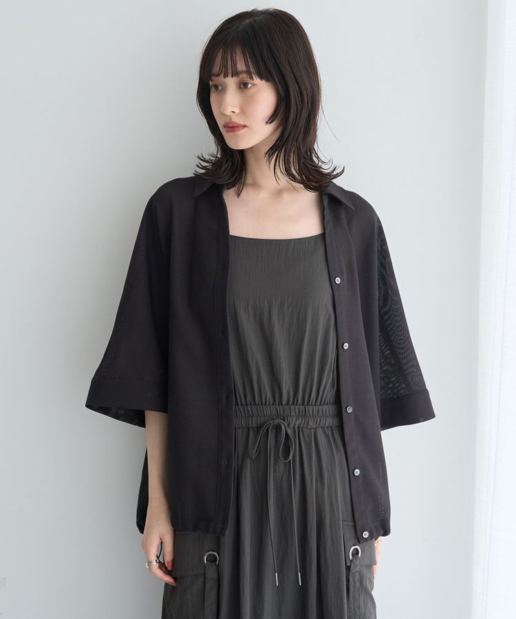 YECCA VECCA「裾ドロストメッシュシャツ」|シャツ・ブラウス|