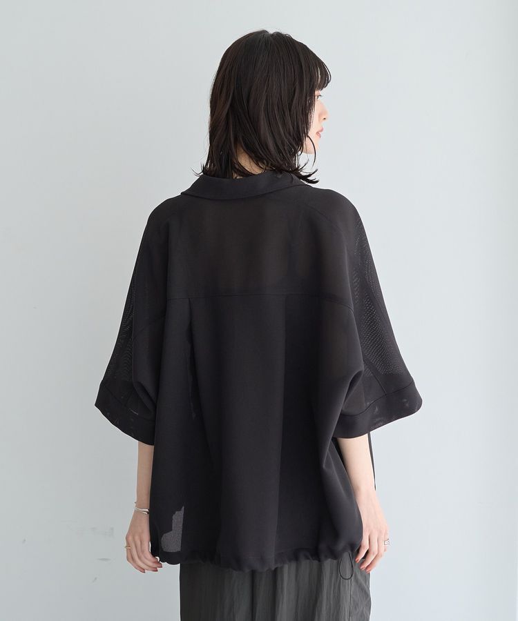 YECCA VECCA「裾ドロストメッシュシャツ」|シャツ・ブラウス|