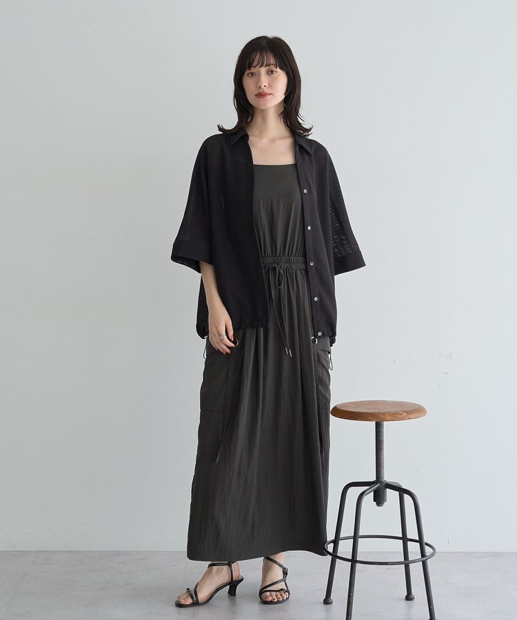 YECCA VECCA「裾ドロストメッシュシャツ」|シャツ・ブラウス|