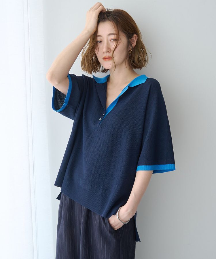 Editt by YECCA VECCA「配色ワイドポロニット」|ニット・セーター|