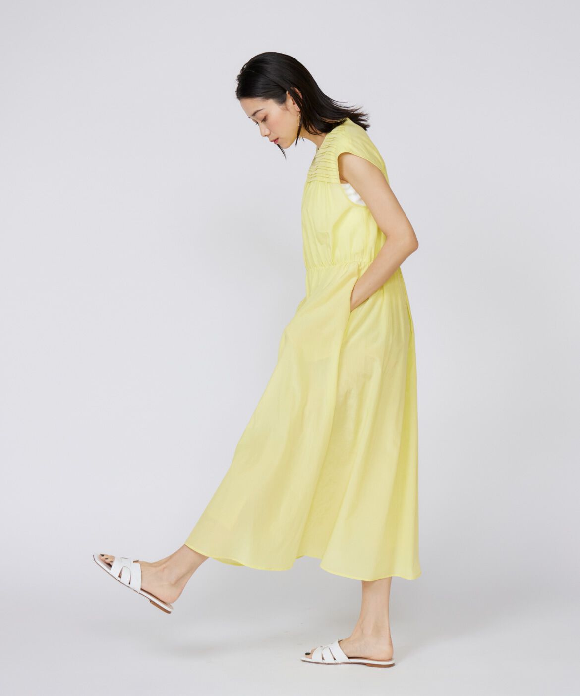 INED「《大きいサイズ》タックワンピース」|ワンピース|