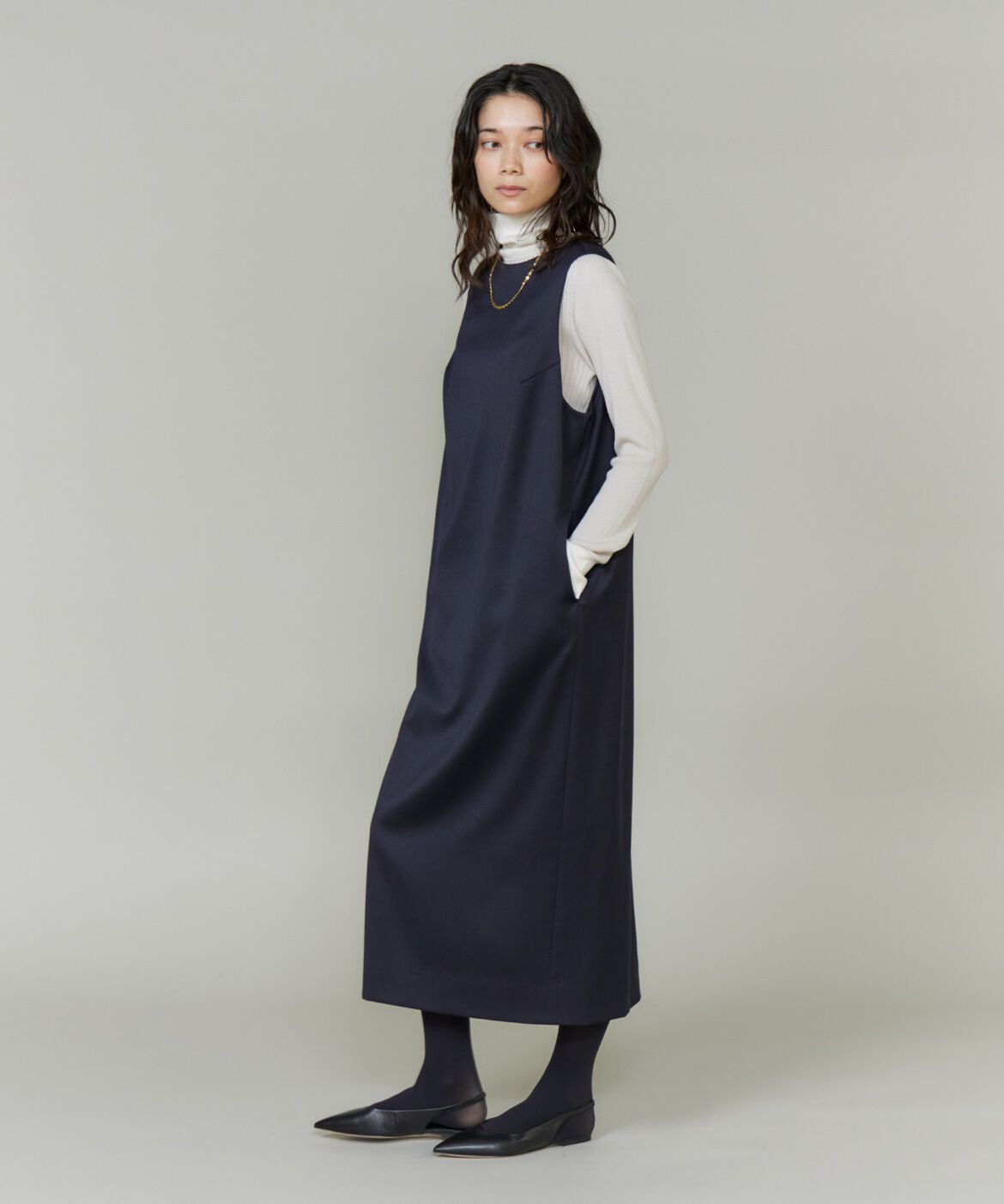 INED「《大きいサイズ》ボートネックワンピース」|ワンピース|