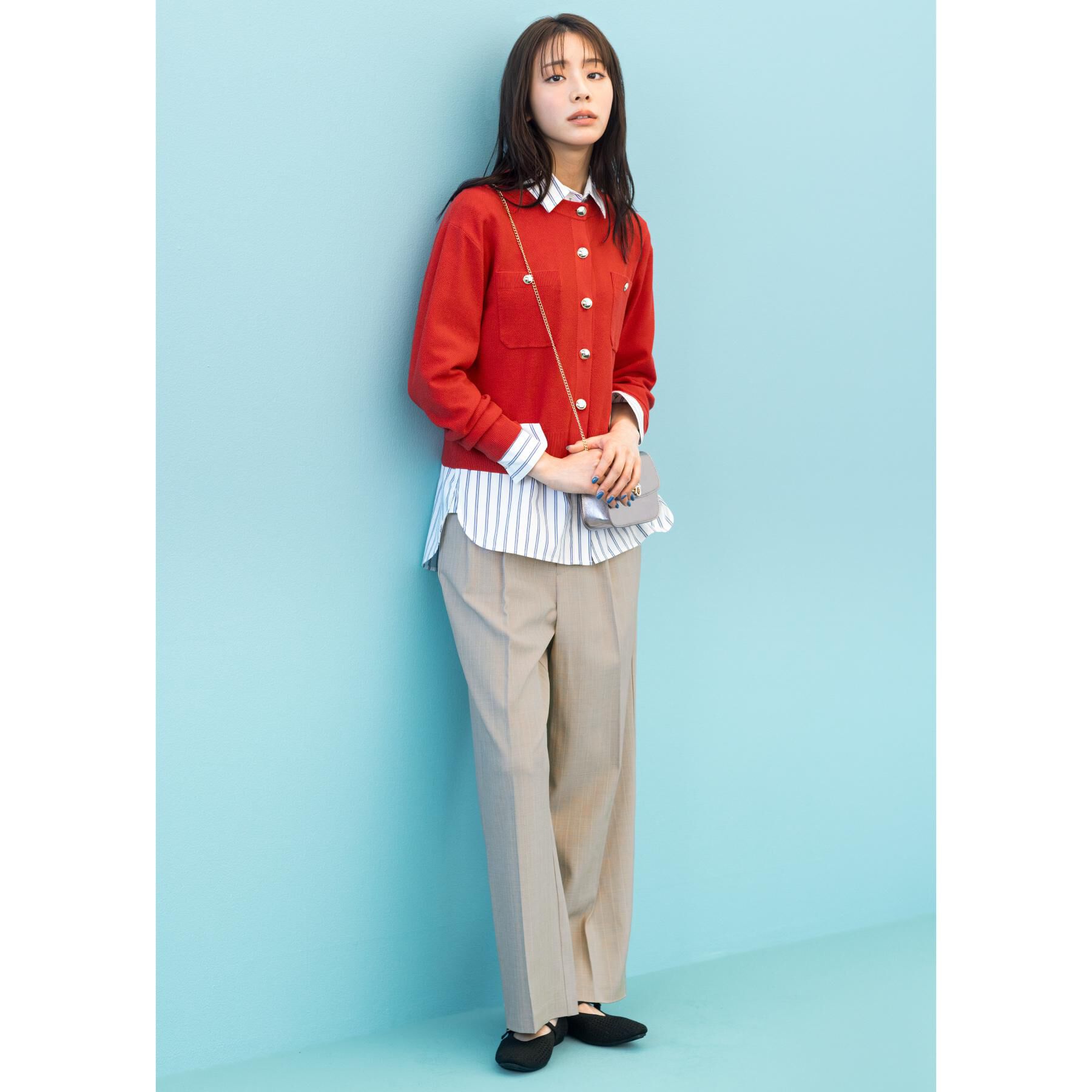 grove「【貴島明日香さん着用】リネンライクストライプワイドパンツ」|その他|