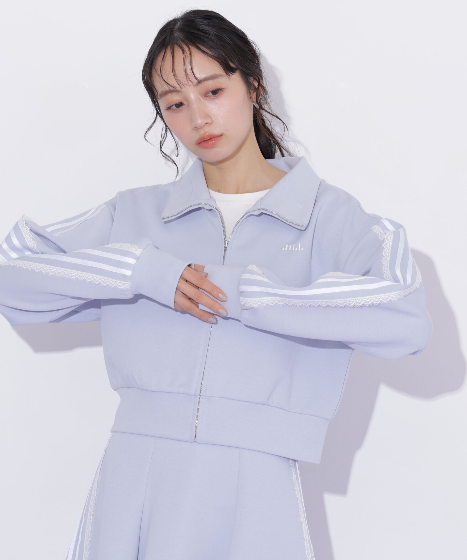  「配色ラインレースジャケット」|Tシャツ・カットソー|