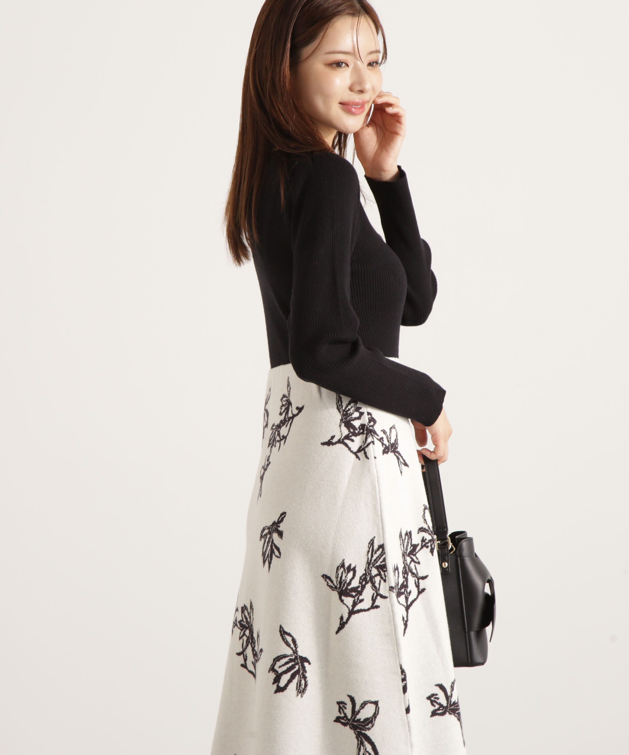 PROPORTION BODY DRESSING「花柄ジャガードニットワンピース 25AW」|ワンピース|