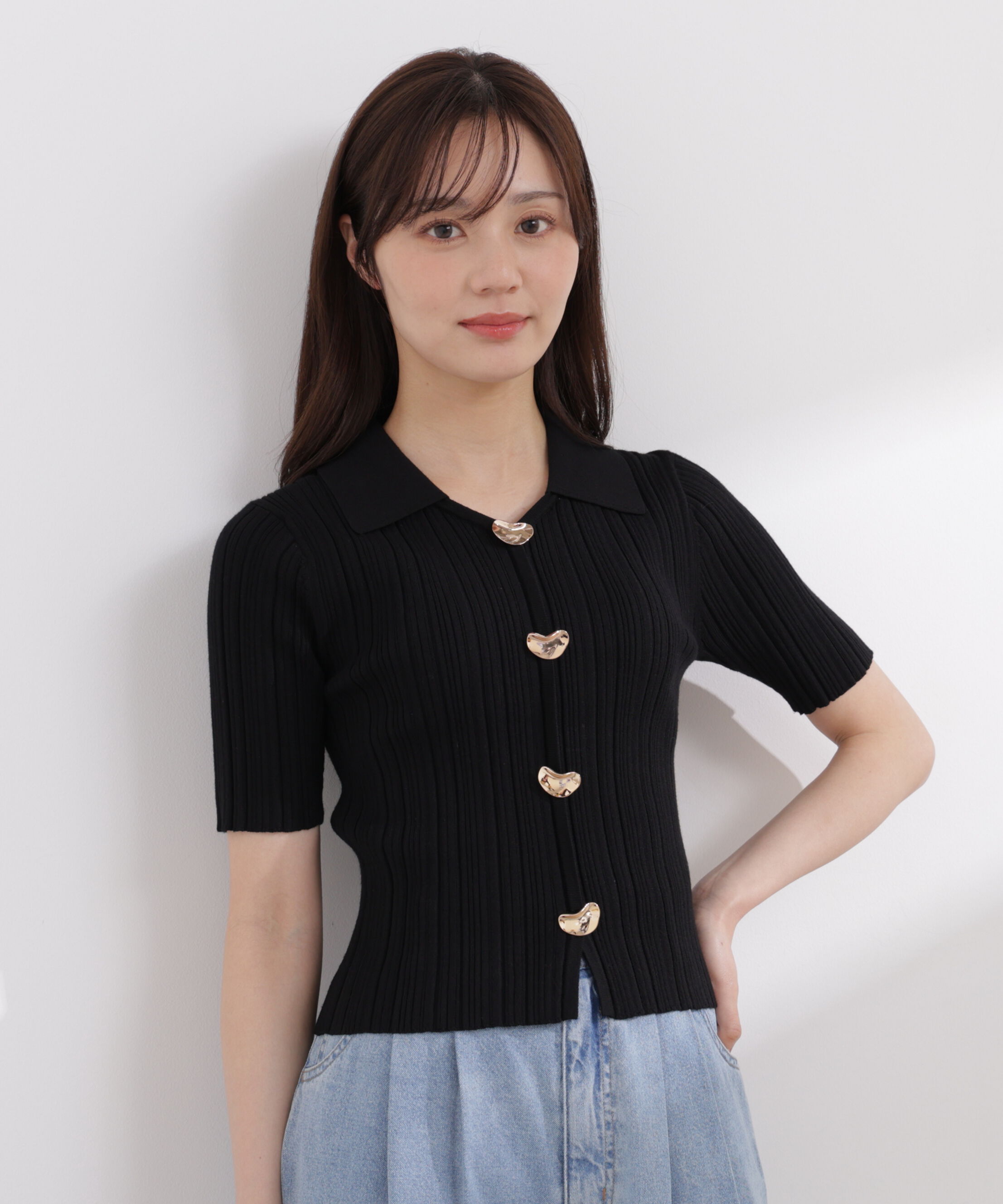 PROPORTION BODY DRESSING「衿付きランダムリブニット 26SS」|ニット・セーター|