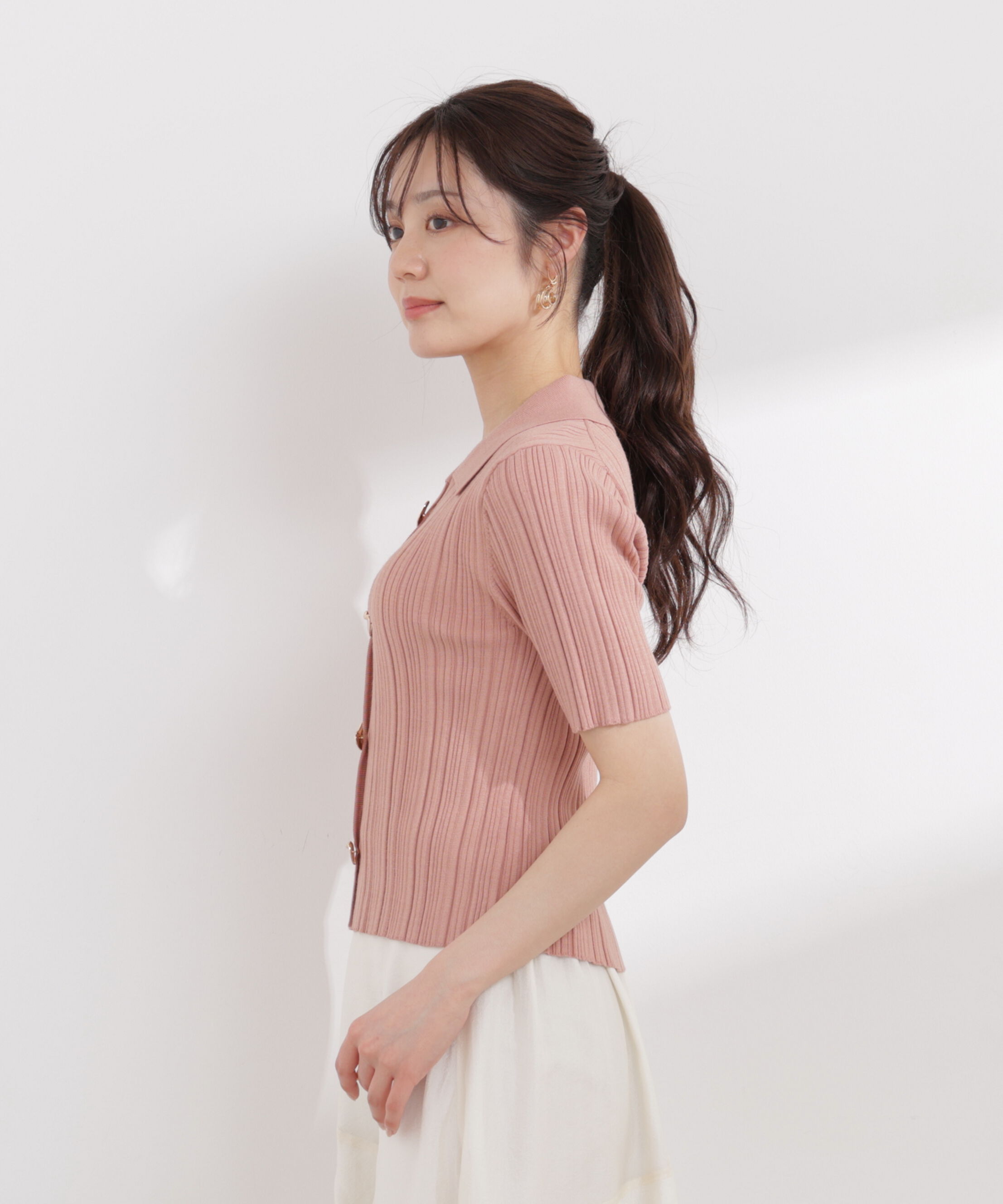 PROPORTION BODY DRESSING「衿付きランダムリブニット 26SS」|ニット・セーター|