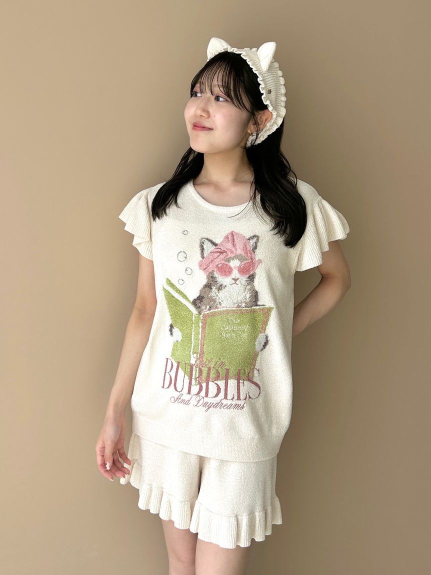 SNIDEL HOME「【WEB限定】【セット商品】セレブバスキャットプルオーバー&ニットフリルショートパンツSET」|ルームウェア|