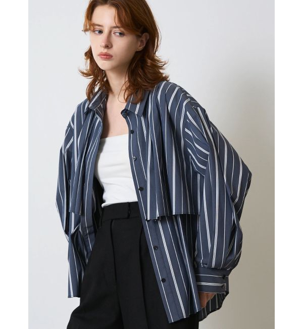 ELENDEEK「STRIPE LAYERED SH」|シャツ・ブラウス|ネイビー