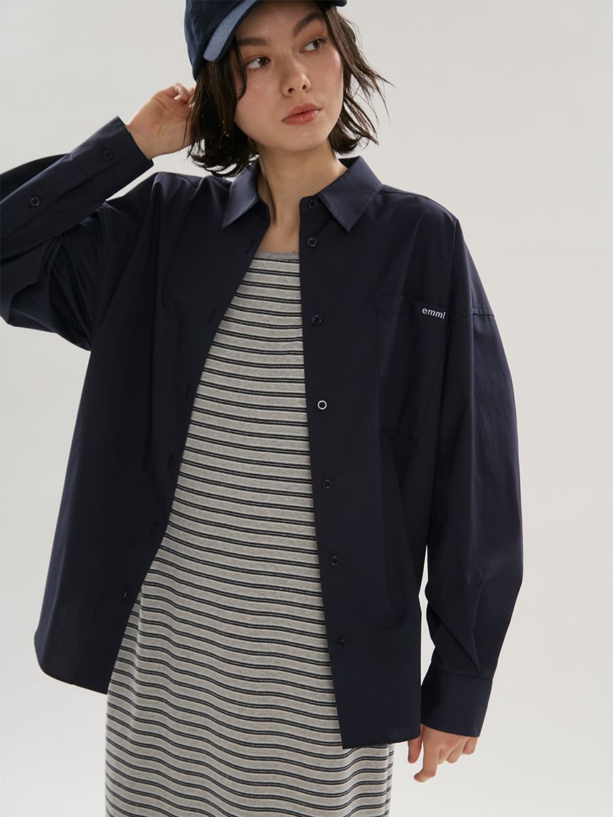 emmi atelier「emmiロゴコクーンシルエットシャツ」|シャツ・ブラウス|NVY