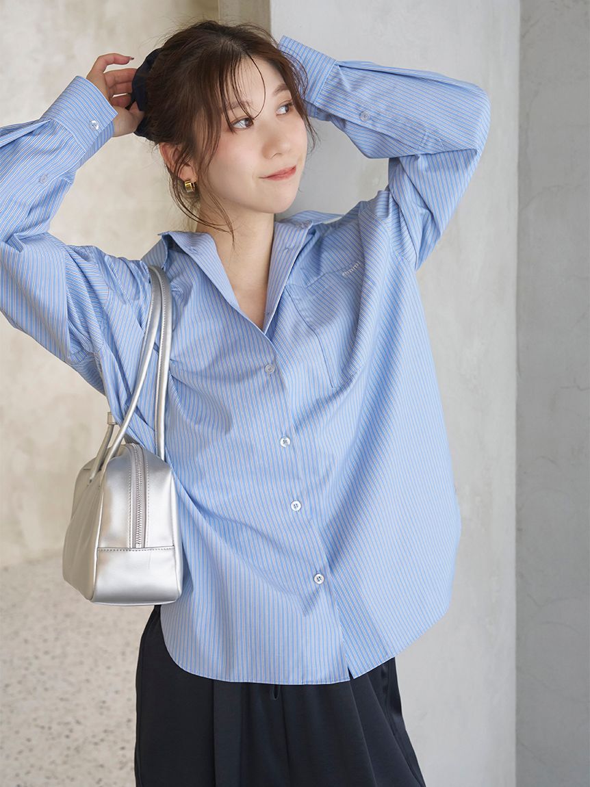 emmi atelier「emmiロゴコクーンシルエットシャツ」|シャツ・ブラウス|STRIPE