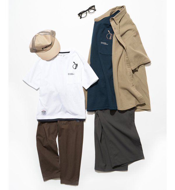 ikka kids「【親子おそろい】メガネポケ裾レイヤーTシャツ（120~160cm）」|Tシャツ・カットソー|