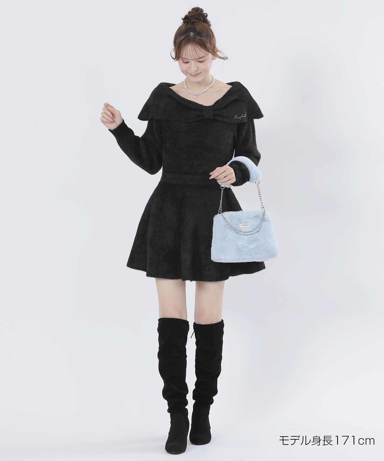 MARY QUANT「オフショルリボンニット ワンピース」|ワンピース|