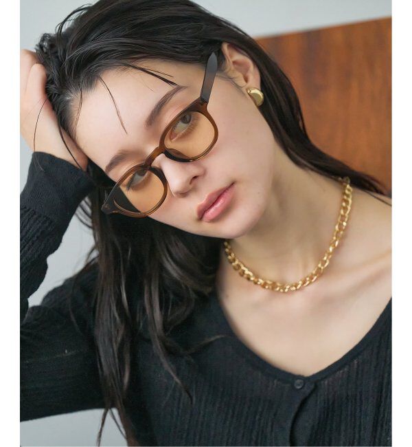  「【WEB限定】ウェリントン型 サングラス | カラーレンズ 軽量 トレンド 紫外線対策 UVカット ユニセックス」|サングラス|薄ブラウン2