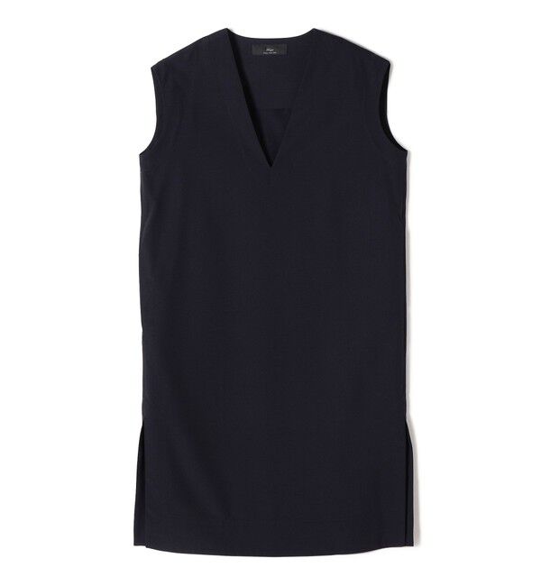 SHIPS for women「SHIPS Primary Navy Label:〈手洗い可能〉梳毛 Vネック ワンピース」|ワンピース|ネイビー
