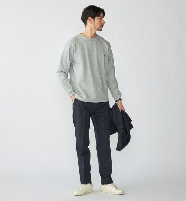 SHIPS「【WEB限定】SHIPS:〈抗菌防臭〉ワンポイントロゴ ハイゲージバーズアイ ダブルフェイス 長袖Tシャツ」|Tシャツ・カットソー|
