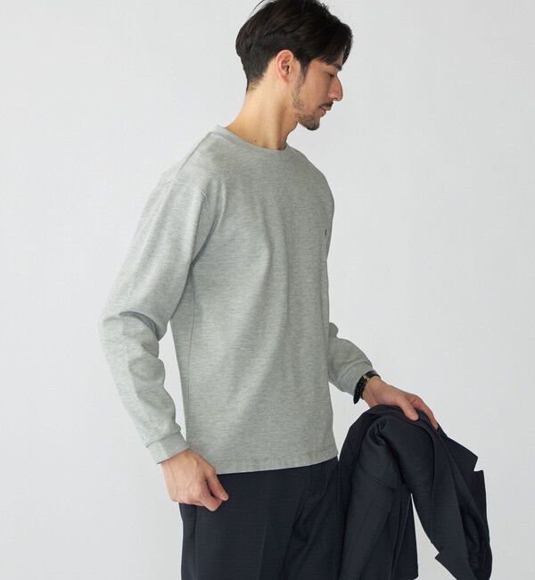SHIPS「【WEB限定】SHIPS:〈抗菌防臭〉ワンポイントロゴ ハイゲージバーズアイ ダブルフェイス 長袖Tシャツ」|Tシャツ・カットソー|