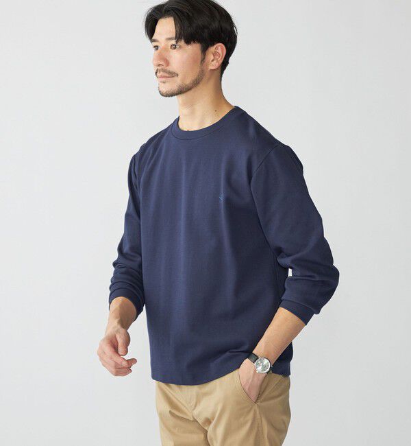SHIPS「【WEB限定】SHIPS:〈抗菌防臭〉ワンポイントロゴ ハイゲージバーズアイ ダブルフェイス 長袖Tシャツ」|Tシャツ・カットソー|