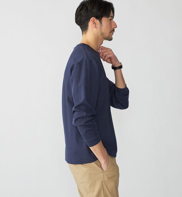 SHIPS「【WEB限定】SHIPS:〈抗菌防臭〉ワンポイントロゴ ハイゲージバーズアイ ダブルフェイス 長袖Tシャツ」|Tシャツ・カットソー|
