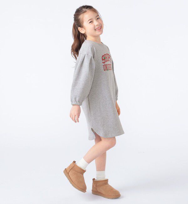 SHIPS KIDS「SHIPS KIDS:100～130cm / カレッジロゴ フラワー 刺繍 スウェット ワンピース」|ワンピース|