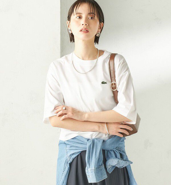 SHIPS for women「《一部追加》【SHIPS別注】LACOSTE:〈手洗い可能〉五分袖 TEE」|Tシャツ・カットソー|