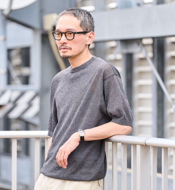 SHIPS「SHIPS: 〈手洗い可能〉和紙 クルーネック ニット Tシャツ」|Tシャツ・カットソー|