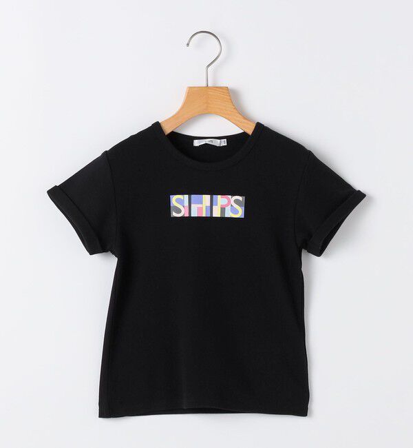 SHIPS KIDS「SHIPS KIDS:100～130cm /ブロックフォント ロゴ Tシャツ」|Tシャツ・カットソー|ブラック