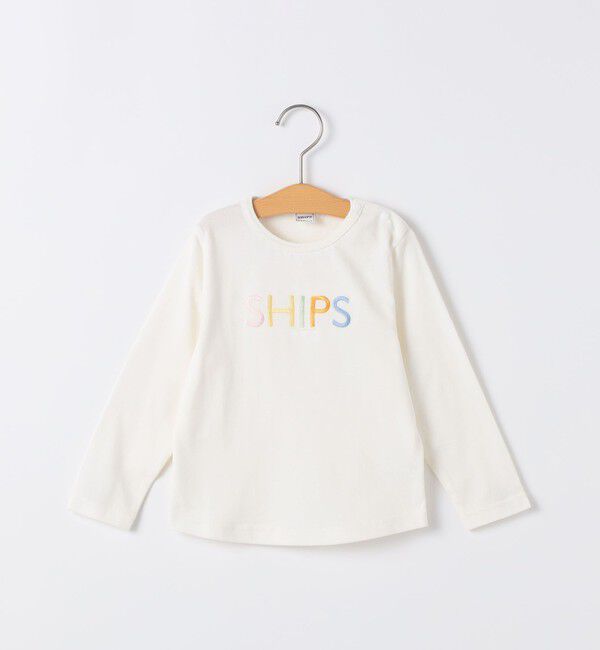 SHIPS KIDS「SHIPS KIDS:80～90cm /ベビー ロゴ ロングスリーブ Tシャツ」|Tシャツ・カットソー|ストーン