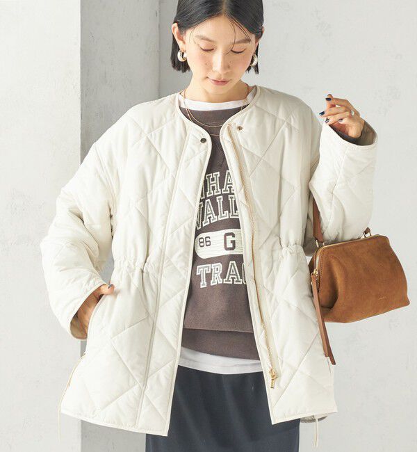 SHIPS for women「《予約》〈撥水加工/手洗い可能〉HEAT 中綿 キルティング ジップ ブルゾン」|ブルゾン・スタジャン|ナチュラル