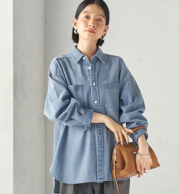SHIPS for women「《予約》〈洗濯機可能〉7.8 oz デニム オーバー シャツ 」|シャツ・ブラウス|