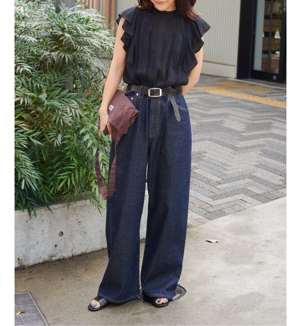 OUTDOOR PRODUCTS Usual Things「≪予約 追加≫ULTサマーデニムハイライズルーズ5PKT BLUE/NAVY」|デニム|