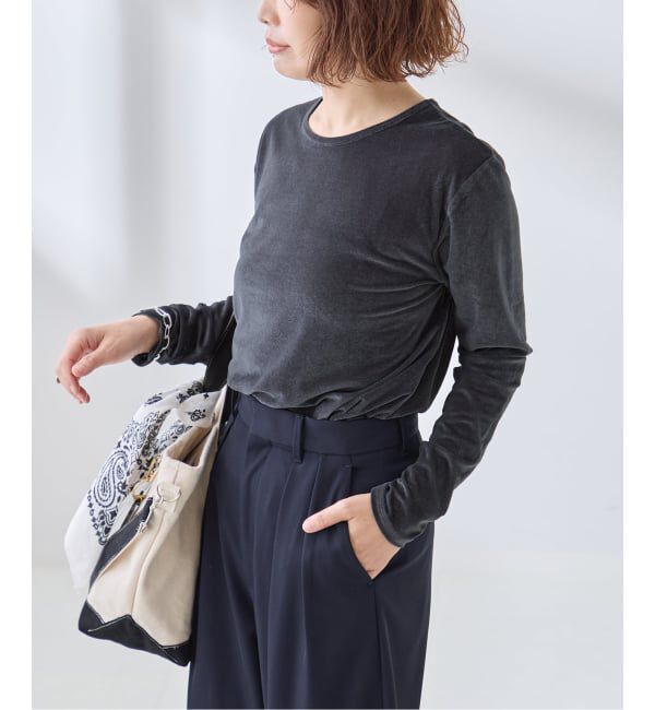 journal standard L'essage「《追加予約》ベロアロングスリーブプルオーバー」|Tシャツ・カットソー|ネイビー