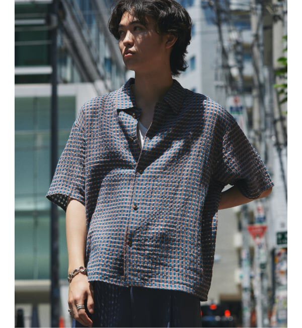 JOURNAL STANDARD relume「《予約》シアードビーチェック 半袖シャツ」|シャツ・ブラウス|ブラウン B