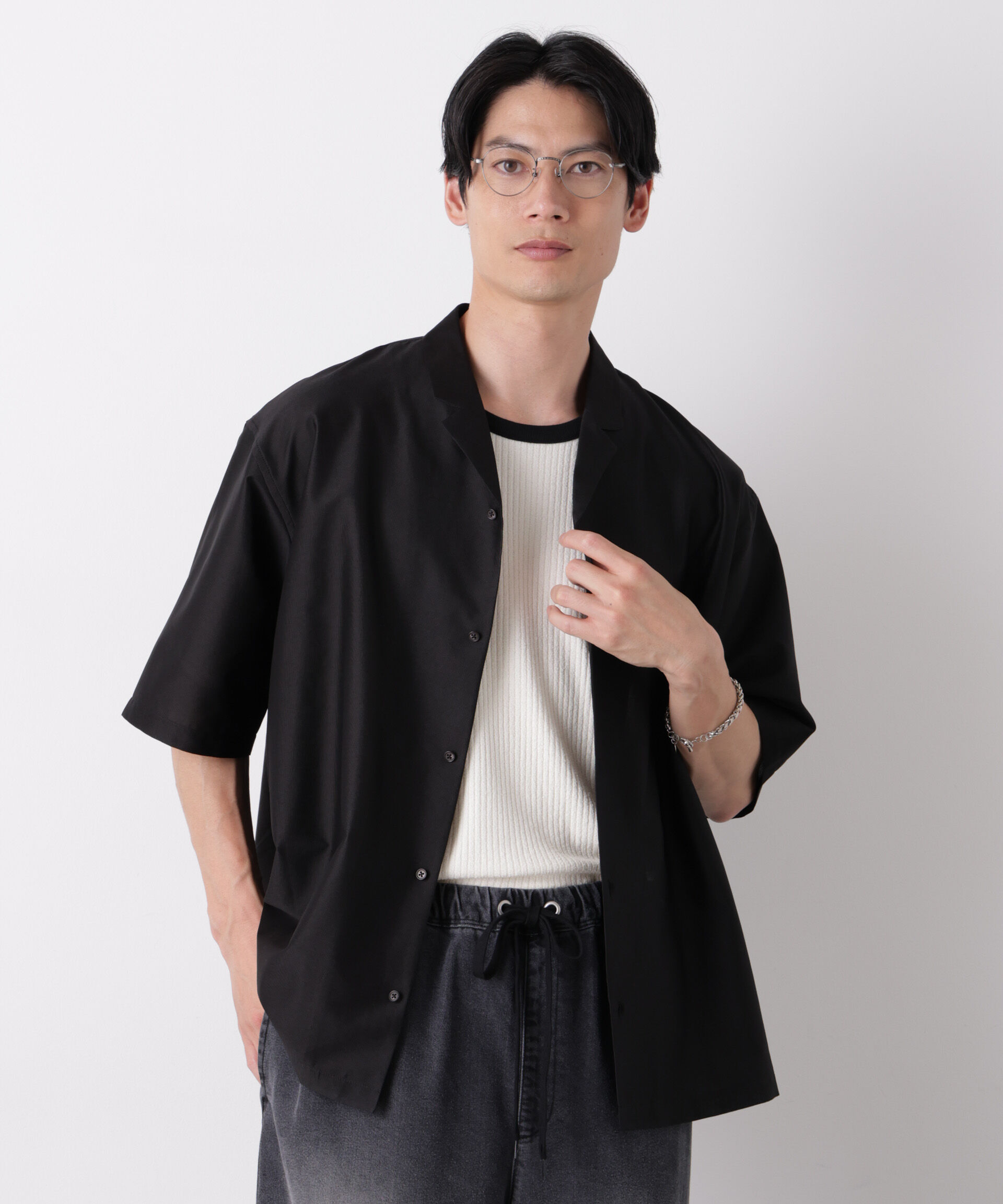 nano･universe「0 ZERO LAYER オープンカラーシャツ(セットアップ可)」|シャツ・ブラウス|
