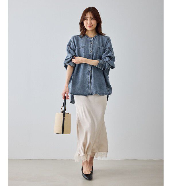Rope&rsquo;Picnic「【emur/エミュール】パウダーシルクデニムドルマンブラウス/セットアップ」|シャツ・ブラウス|