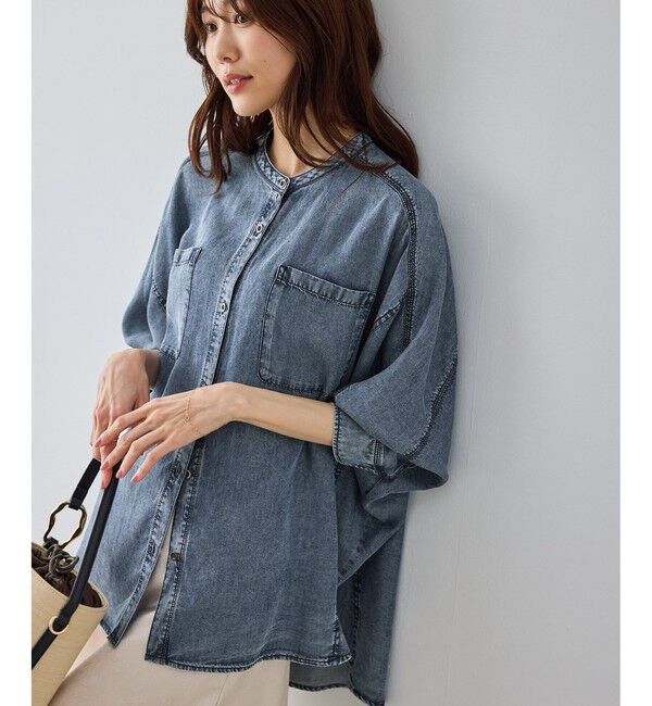 Rope&rsquo;Picnic「【emur/エミュール】パウダーシルクデニムドルマンブラウス/セットアップ」|シャツ・ブラウス|